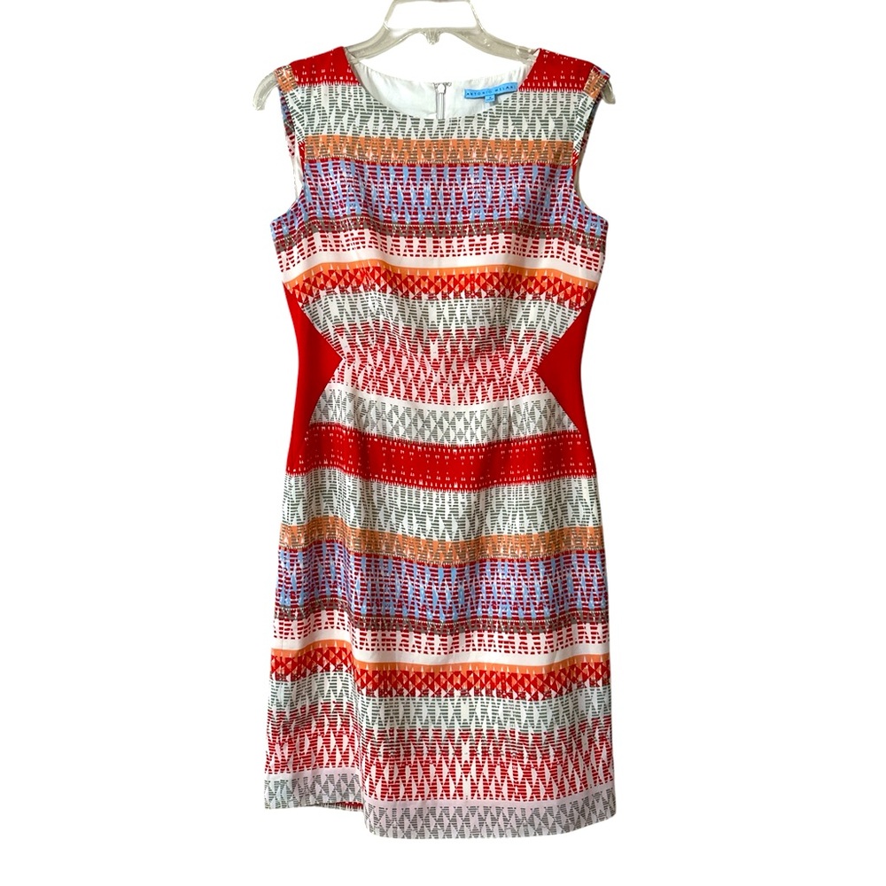 Antonio Melani Color Block Stripe Aztec Print Cocktail Dress Size 4